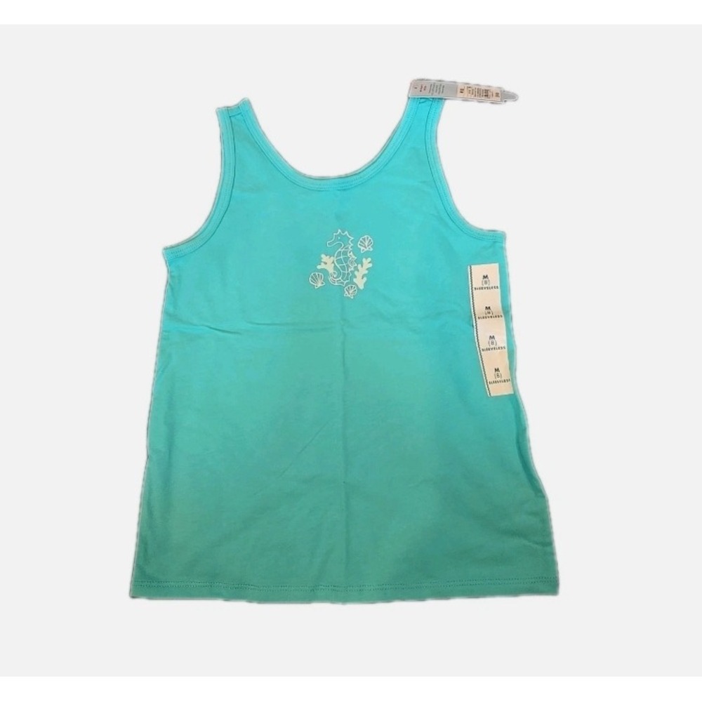Cat & Jack Girls Seahorse‎ Graphic Tank Top Teal Green Size Medium 8 NWT